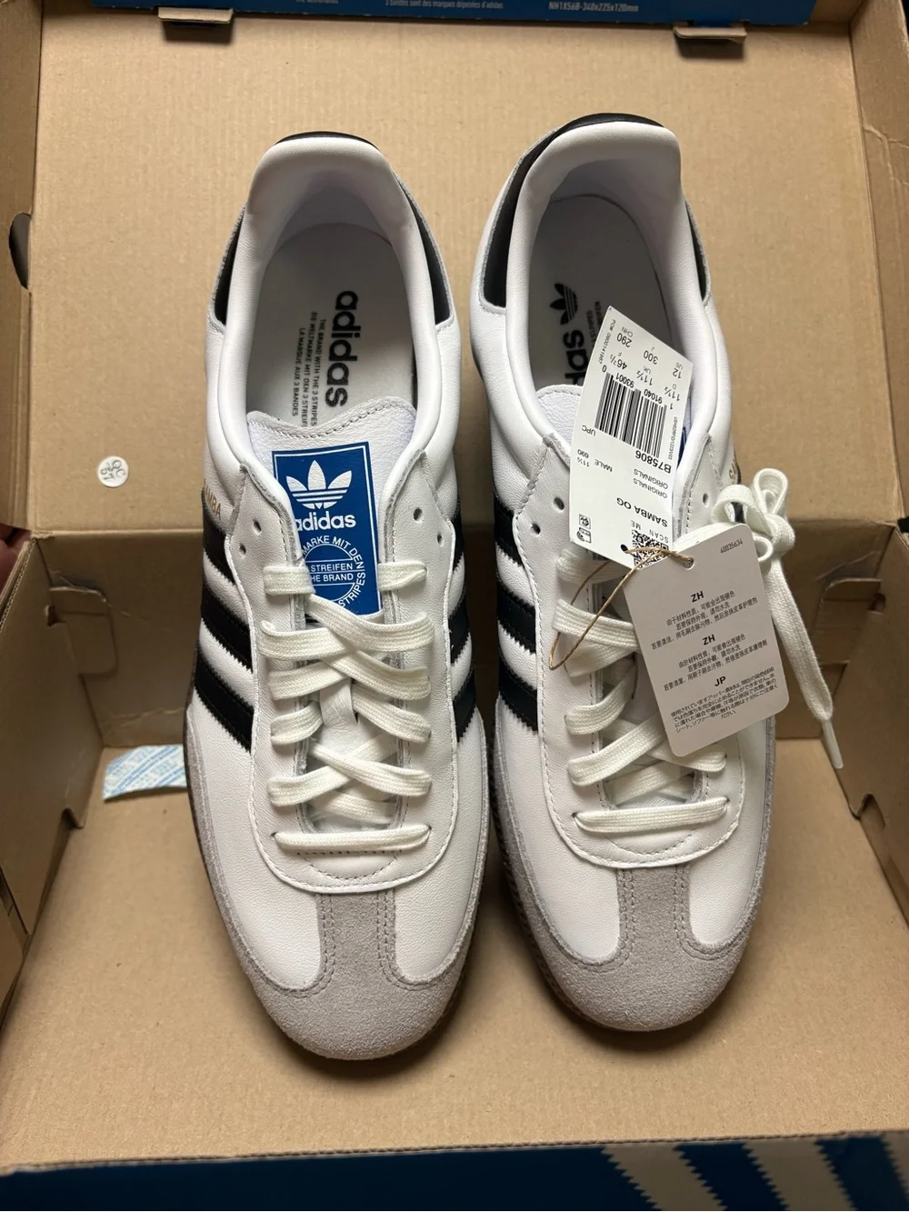 adidas White and Black Samba OG Retro Sneakers